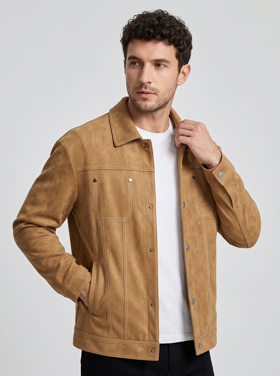 Men's Jacket Contrast Stitch Snap Front | Utility