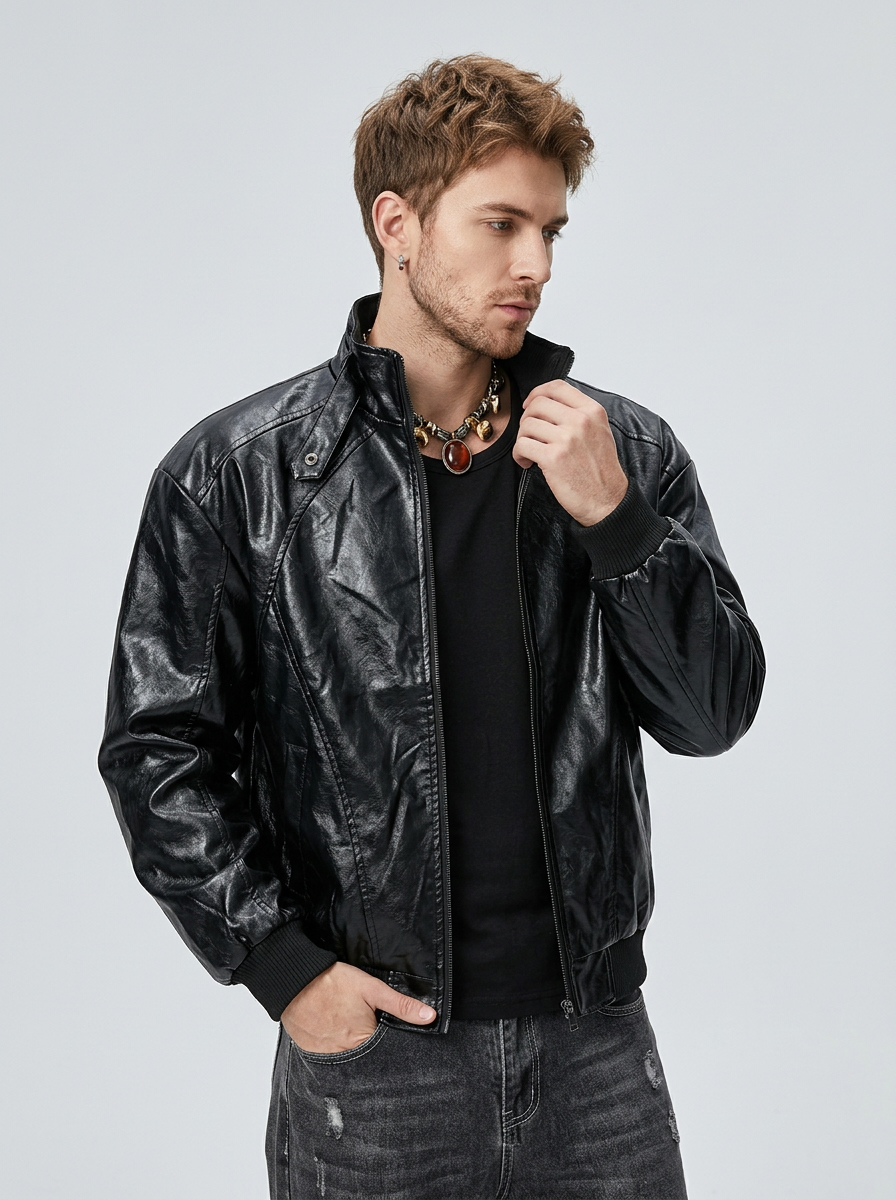 Men's Jacket Zip Front Stand Collar | Bomber