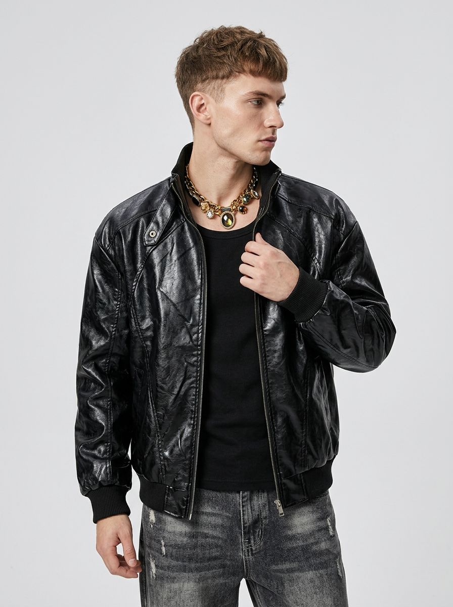 Men's Jacket Zip Front Stand Collar | Bomber