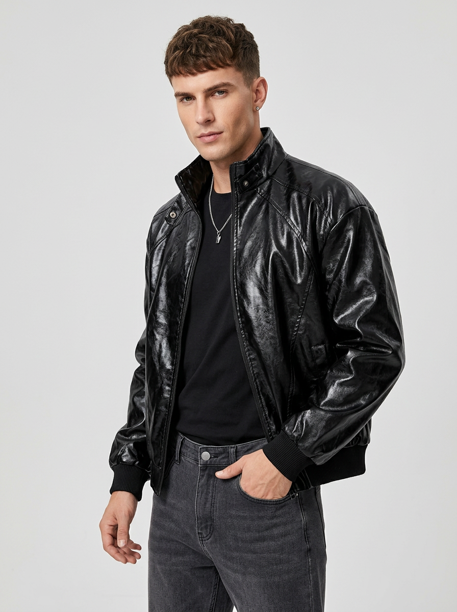 Men's Jacket Zip Front Stand Collar | Bomber
