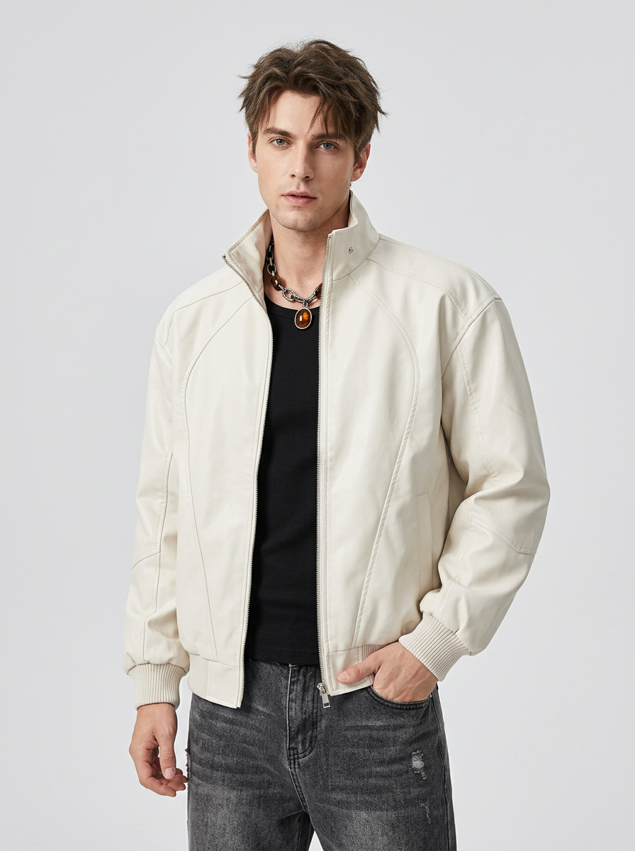 Men's Jacket Zip Front Stand Collar | Bomber