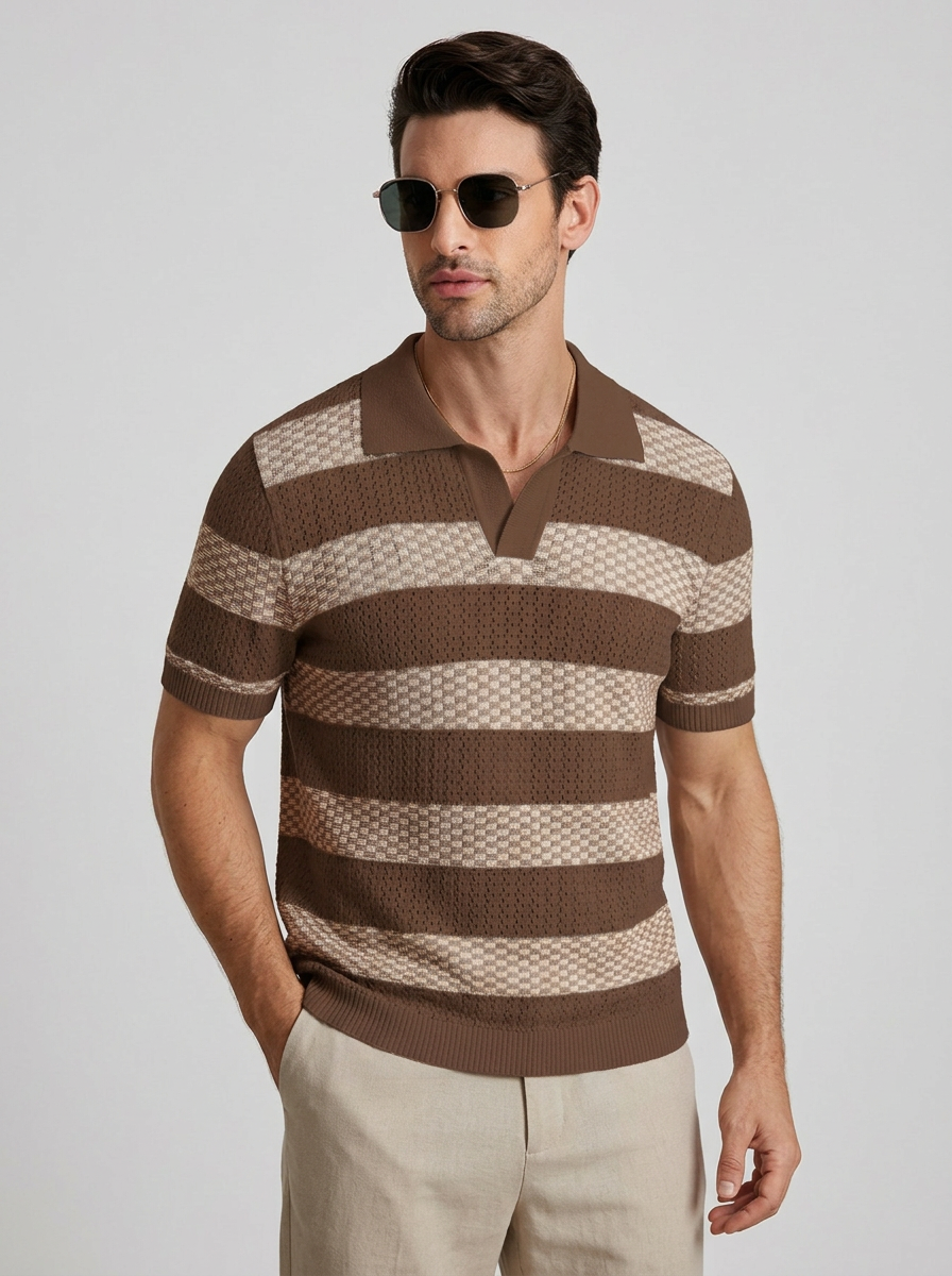 Men's Polo Shirt Striped Short Sleeve | Casual