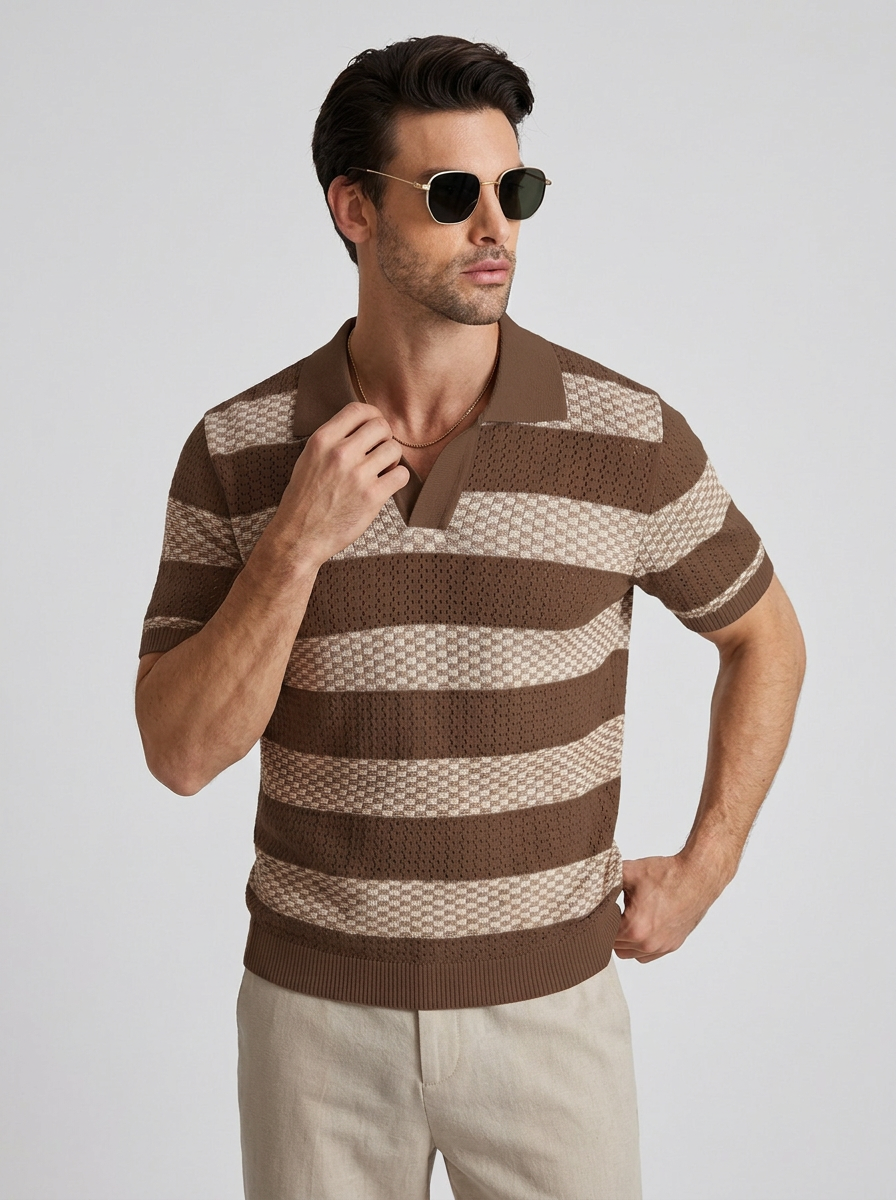 Men's Polo Shirt Striped Short Sleeve | Casual