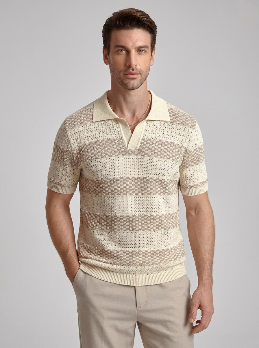 Men's Polo Shirt Striped Short Sleeve | Casual