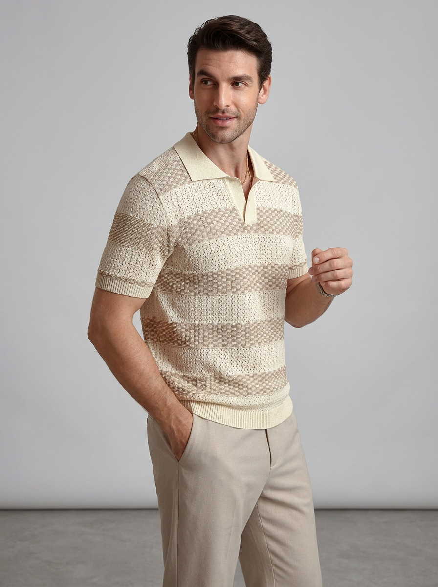 Men's Polo Shirt Striped Short Sleeve | Casual