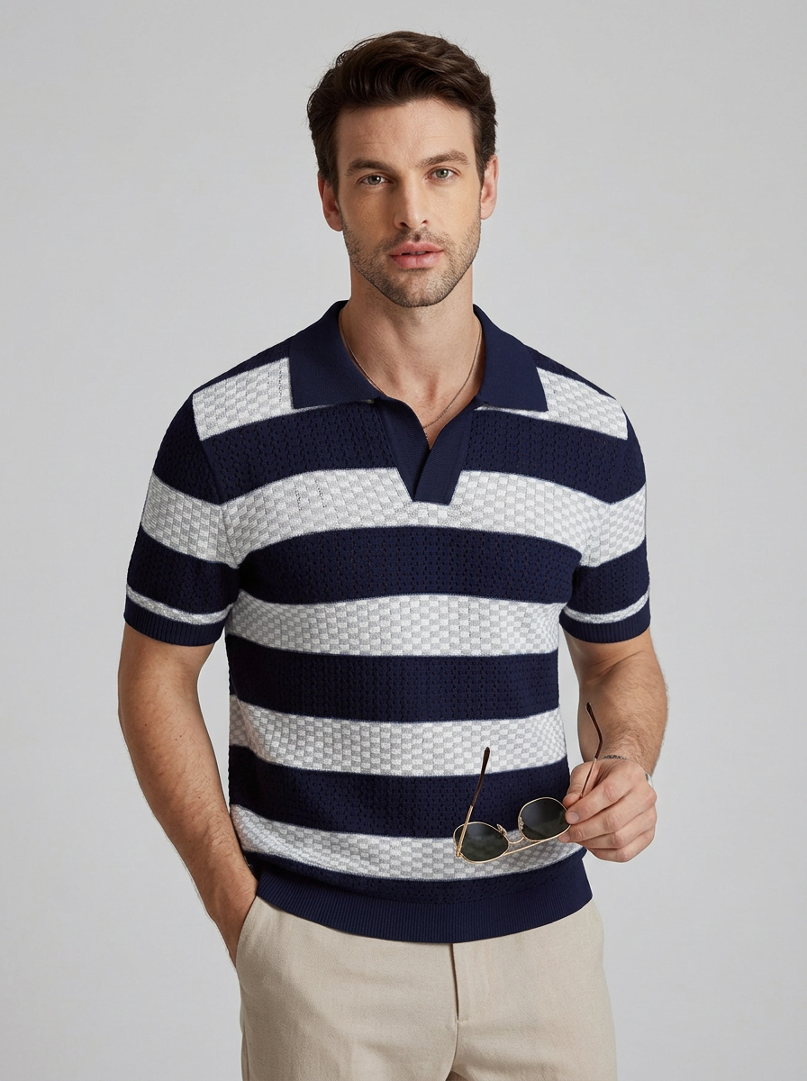Men's Polo Shirt Striped Short Sleeve | Casual