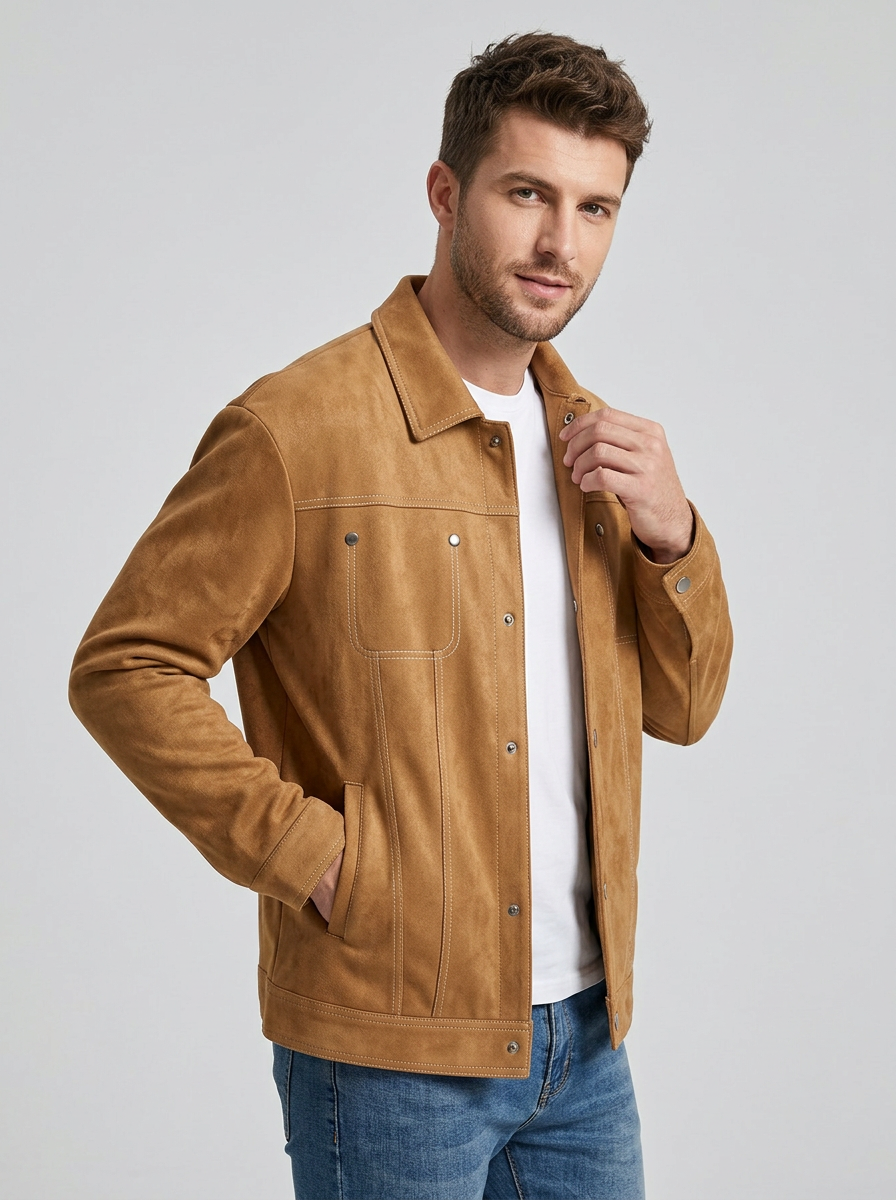 Men's Jacket Contrast Stitch Snap Front | Utility