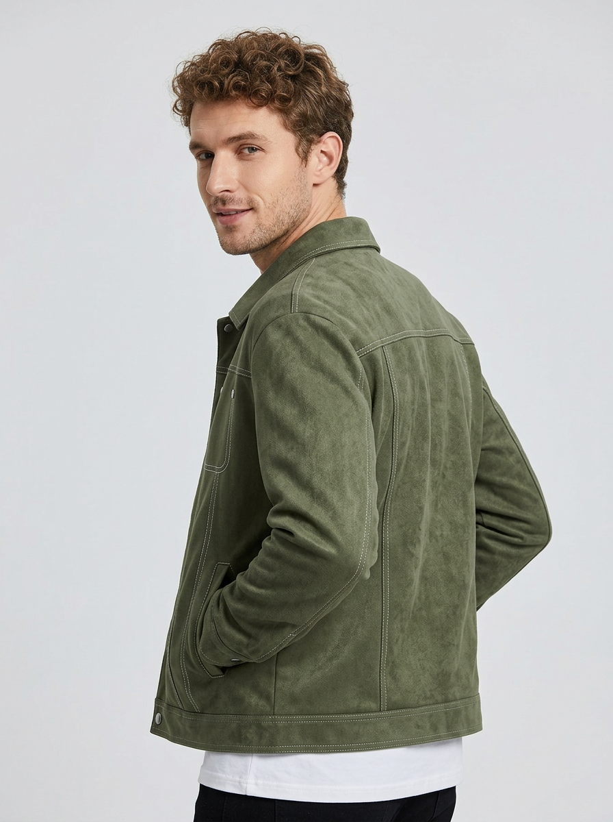 Men's Jacket Contrast Stitch Snap Front | Utility
