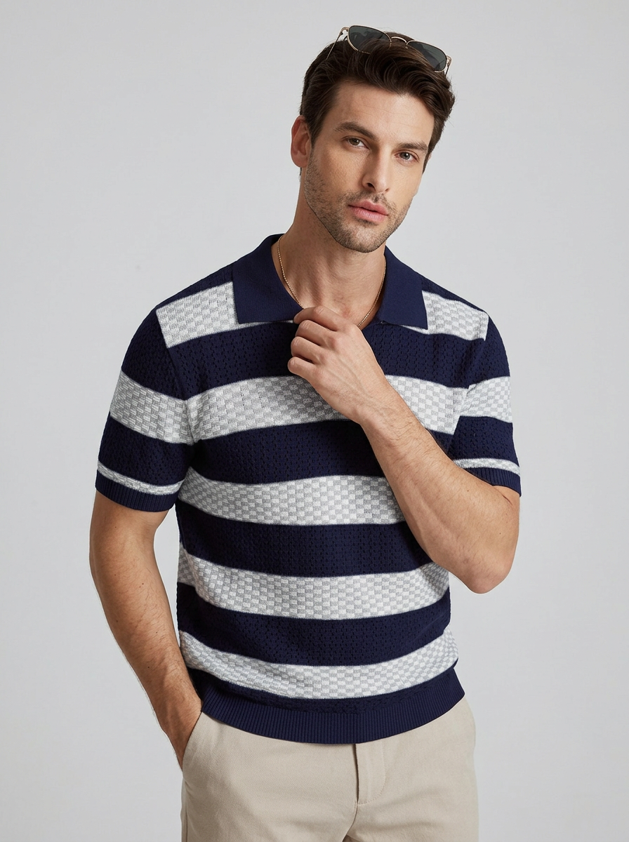 Men's Polo Shirt Striped Short Sleeve | Casual