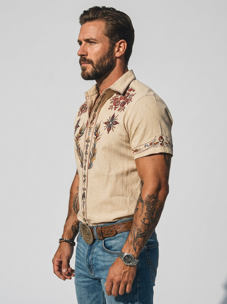 Men's Shirt Short Sleeve Graphic | Casual Vintage