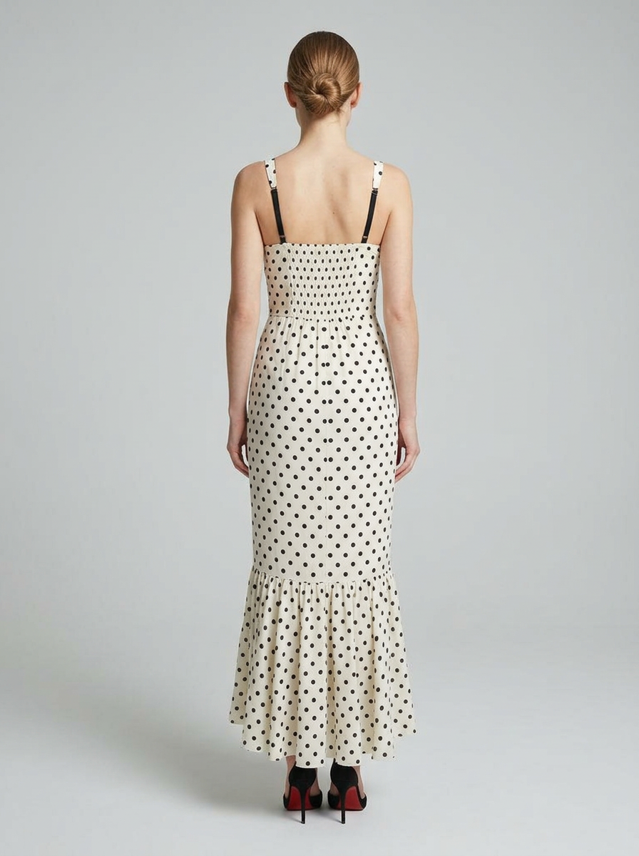 Women's Dress Polka Dot Ruffle Hem | Maxi