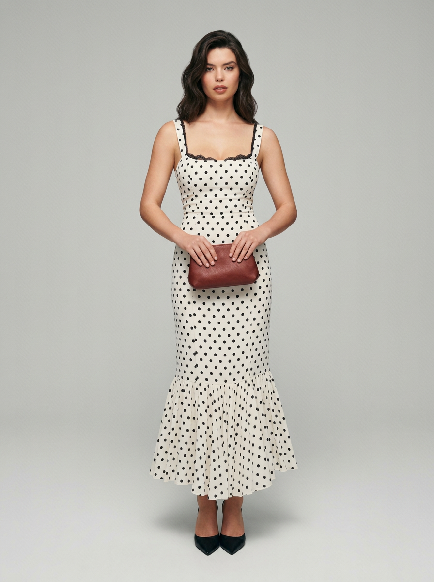 Women's Dress Polka Dot Ruffle Hem | Maxi