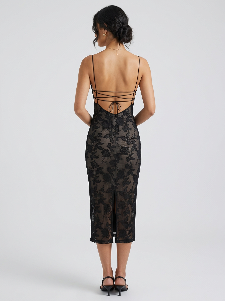 Women's Dress Strappy Backless | Midi